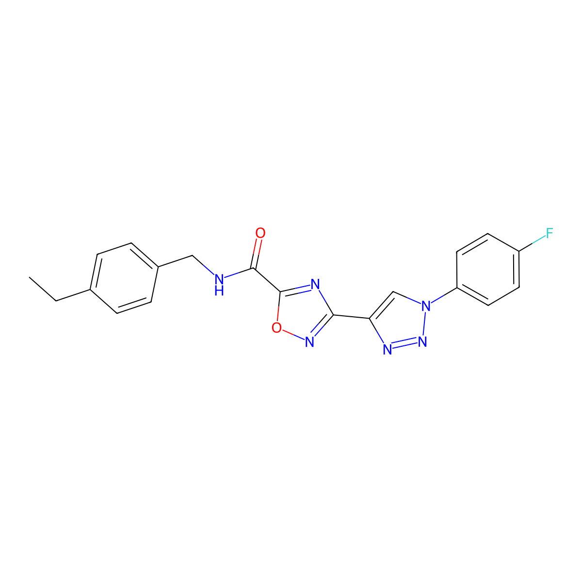 N-[(4-ethylphenyl)methyl]-3-[1-(4-fluorophenyl)-1H-1,2,3-triazol-4-yl]-1,2,4-oxadiazole-5-carboxamide molecular structure, CAS 1251697-56-9