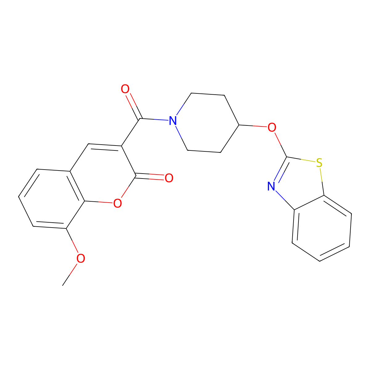 3-(4-(benzo[d]thiazol-2-yloxy)piperidine-1-carbonyl)-8-methoxy-2H-chromen-2-one molecular structure, CAS 1251697-58-1