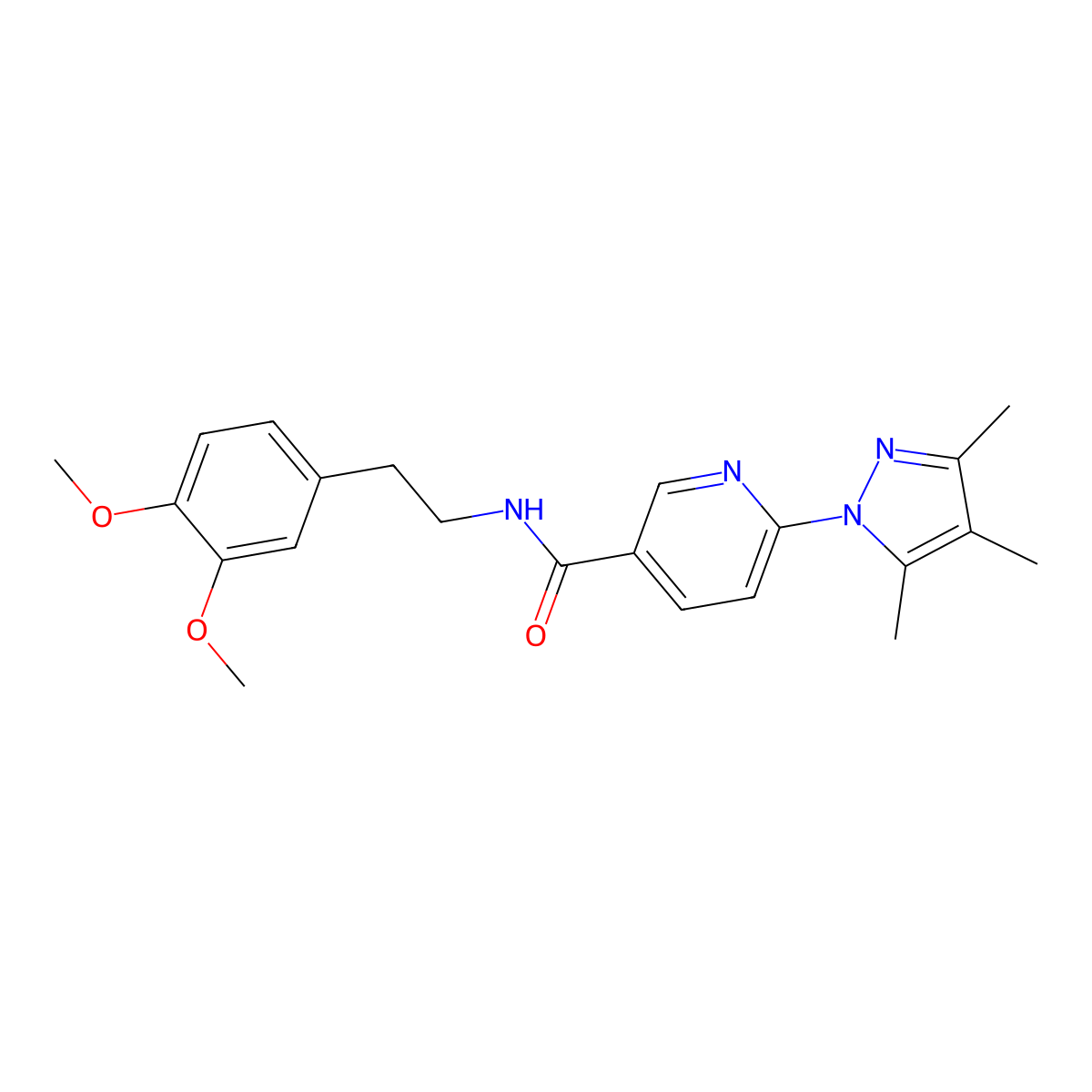 N-[2-(3,4-dimethoxyphenyl)ethyl]-6-(3,4,5-trimethyl-1H-pyrazol-1-yl)pyridine-3-carboxamide molecular structure, CAS 1251697-59-2