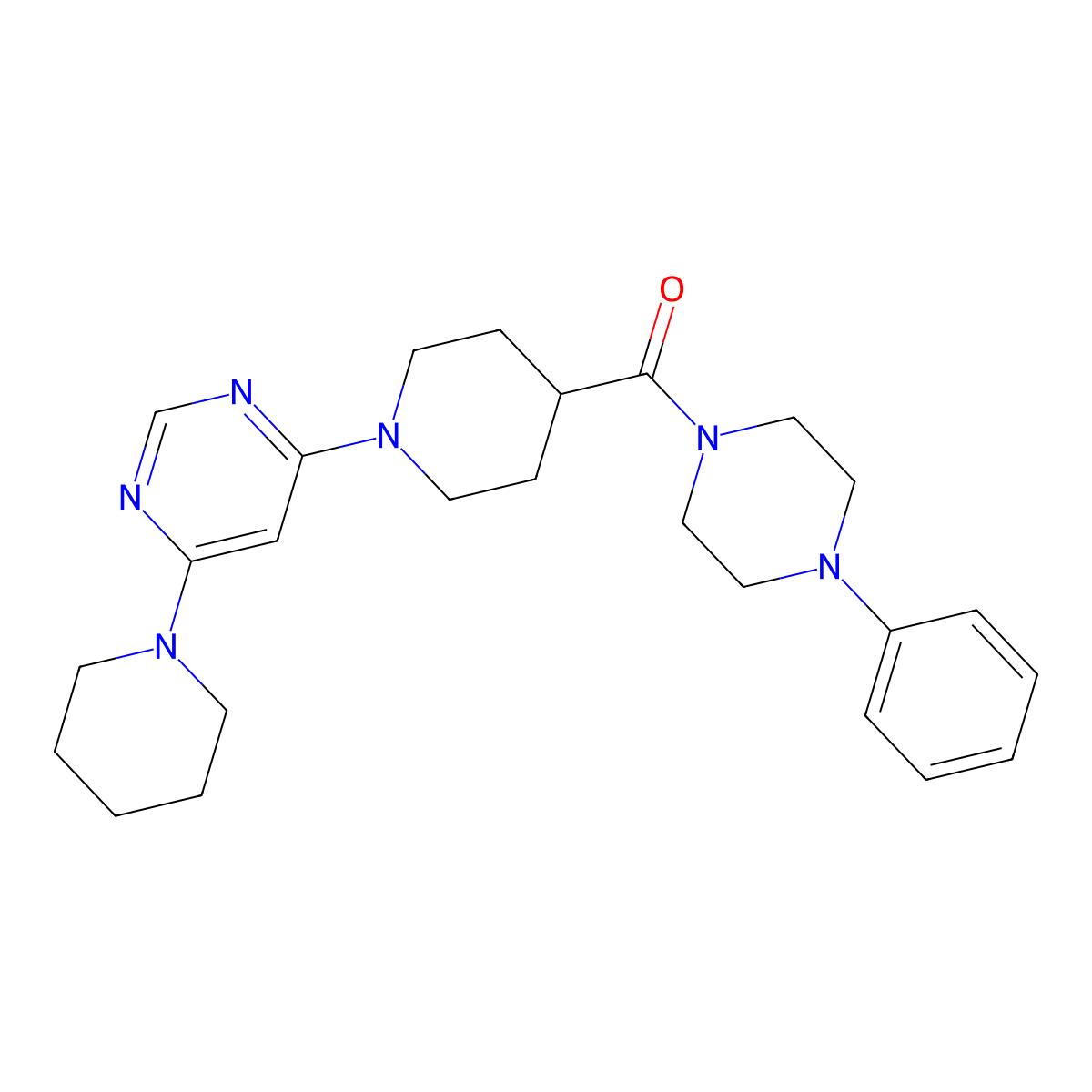 4-{4-[(4-Phenylpiperazin-1-yl)carbonyl]piperidin-1-yl}-6-piperidin-1-ylpyrimidine molecular structure, CAS 1251697-64-9