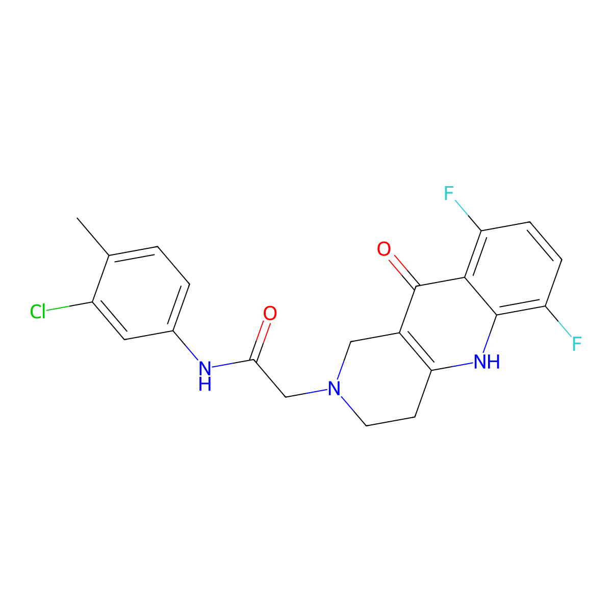 N-(3-chloro-4-methylphenyl)-2-(6,9-difluoro-10-oxo-3,4,5,10-tetrahydrobenzo[b][1,6]naphthyridin-2(1H)-yl)acetamide molecular structure, CAS 1251697-68-3