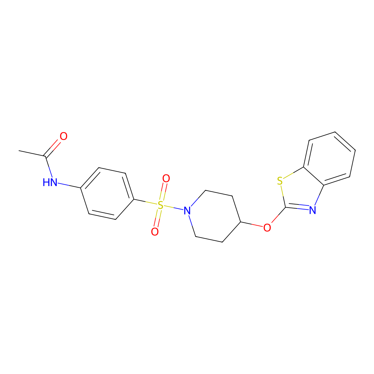 N-(4-((4-(benzo[d]thiazol-2-yloxy)piperidin-1-yl)sulfonyl)phenyl)acetamide molecular structure, CAS 1251697-71-8