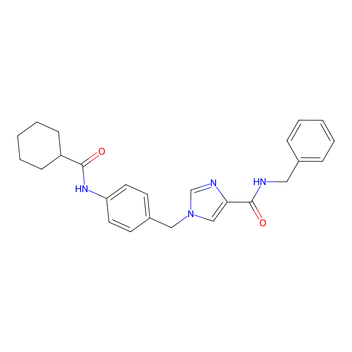 N-benzyl-1-(4-(cyclohexanecarboxamido)benzyl)-1H-imidazole-4-carboxamide molecular structure, CAS 1251697-75-2