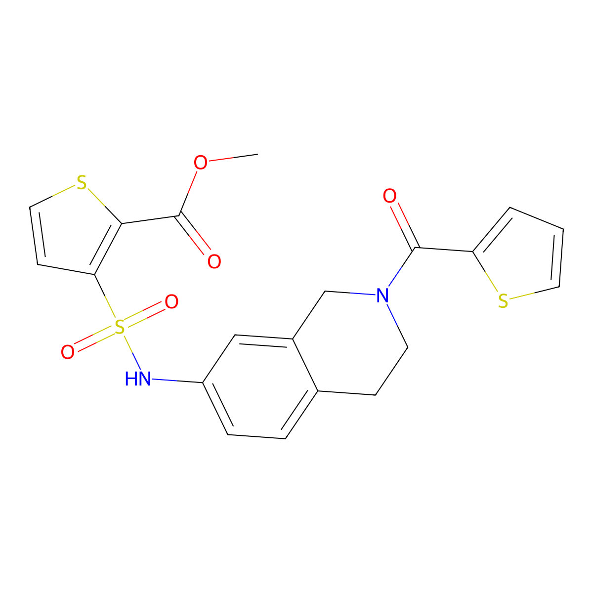 methyl 3-(N-(2-(thiophene-2-carbonyl)-1,2,3,4-tetrahydroisoquinolin-7-yl)sulfamoyl)thiophene-2-carboxylate molecular structure, CAS 1251697-83-2