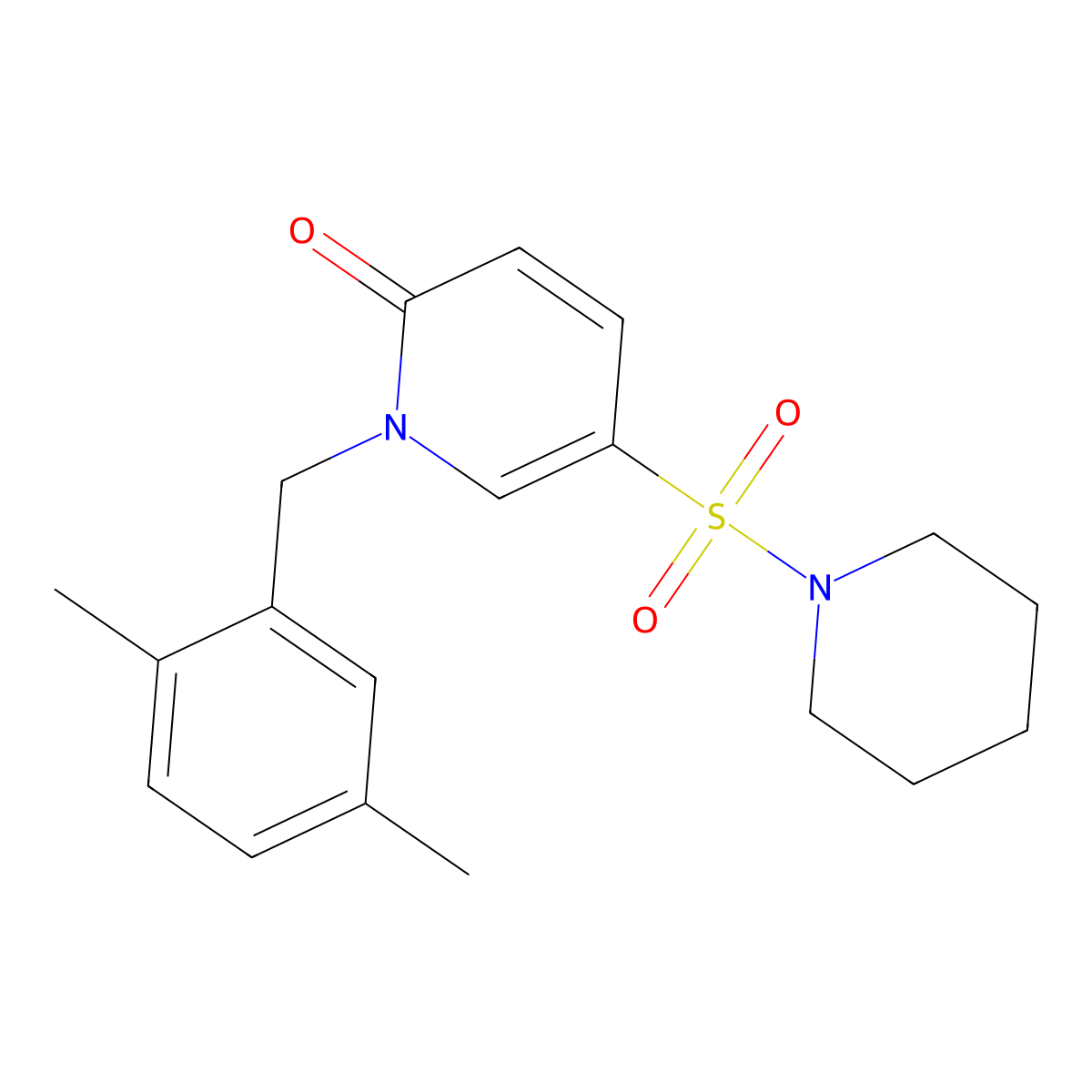 1-(2,5-dimethylbenzyl)-5-(piperidin-1-ylsulfonyl)pyridin-2(1H)-one molecular structure, CAS 1251697-85-4