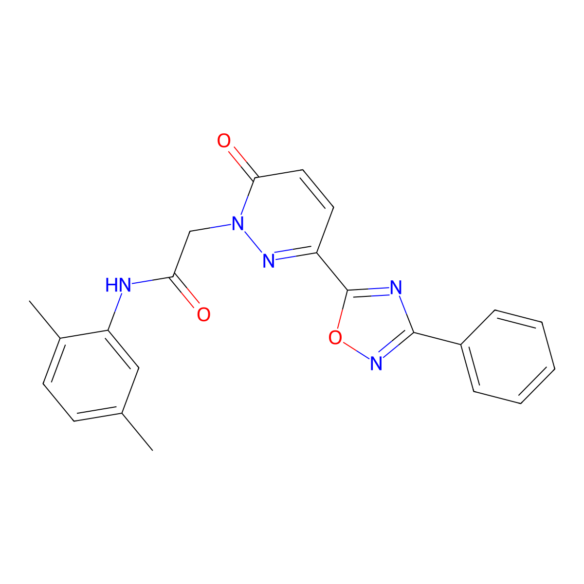 N-(2,5-dimethylphenyl)-2-[6-oxo-3-(3-phenyl-1,2,4-oxadiazol-5-yl)-1,6-dihydropyridazin-1-yl]acetamide molecular structure, CAS 1251697-90-1