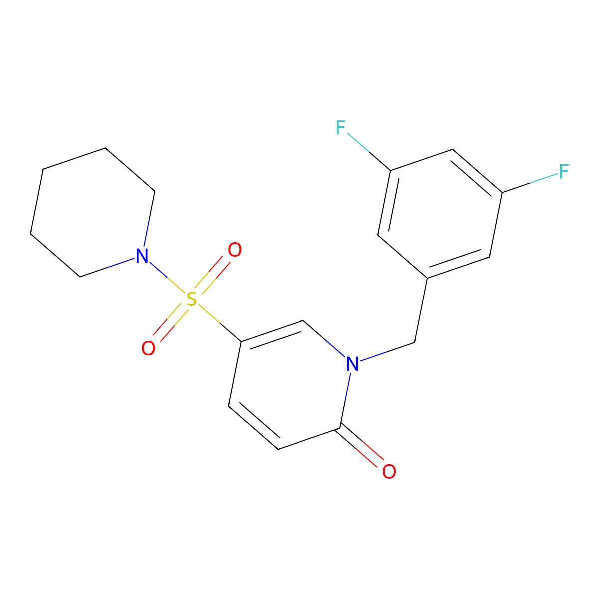 1-[(3,5-Difluorophenyl)methyl]-5-(piperidine-1-sulfonyl)-1,2-dihydropyridin-2-one molecular structure, CAS 1251697-93-4