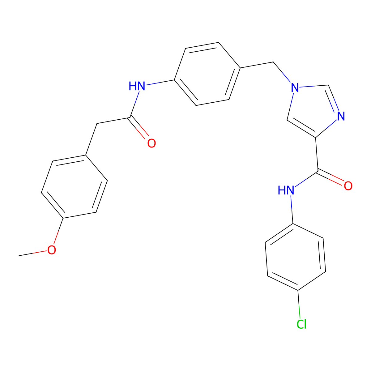 N-(4-chlorophenyl)-1-(4-(2-(4-methoxyphenyl)acetamido)benzyl)-1H-imidazole-4-carboxamide molecular structure, CAS 1251697-97-8