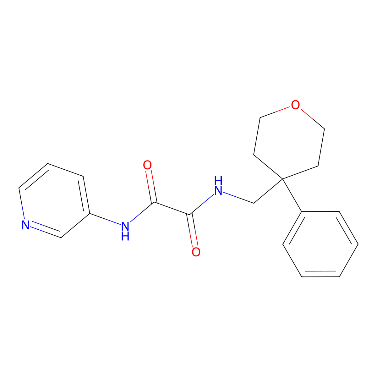 N1-((4-phenyltetrahydro-2H-pyran-4-yl)methyl)-N2-(pyridin-3-yl)oxalamide molecular structure, CAS 1251698-06-2