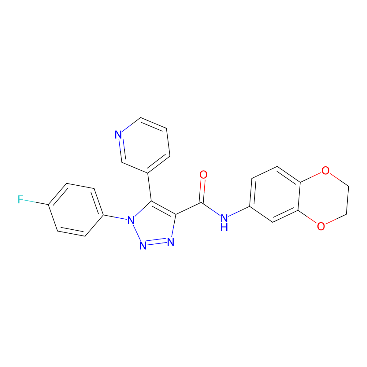 N-(2,3-dihydro-1,4-benzodioxin-6-yl)-1-(4-fluorophenyl)-5-(pyridin-3-yl)-1H-1,2,3-triazole-4-carboxamide molecular structure, CAS 1251698-10-8