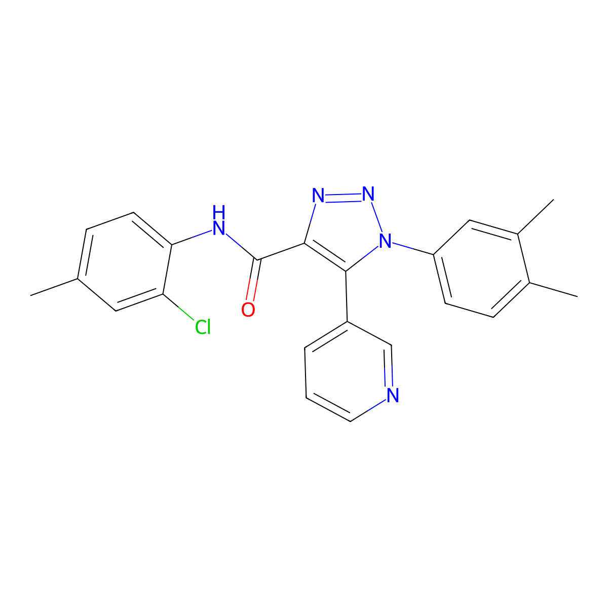 N-(2-chloro-4-methylphenyl)-1-(3,4-dimethylphenyl)-5-(pyridin-3-yl)-1H-1,2,3-triazole-4-carboxamide molecular structure, CAS 1251698-14-2