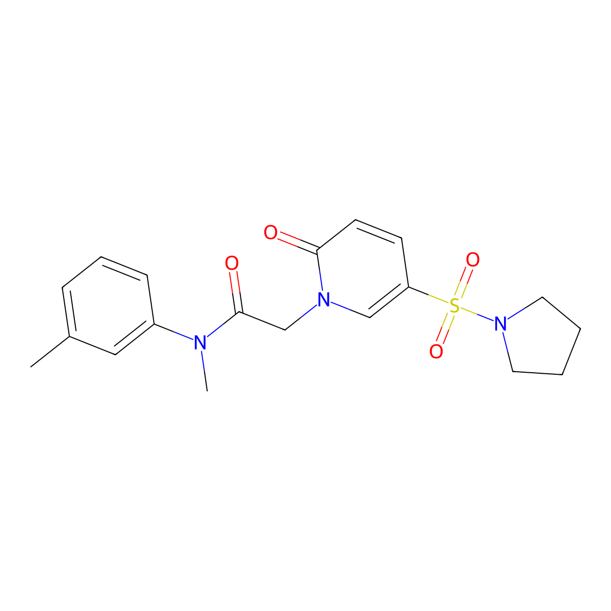 N-methyl-N-(3-methylphenyl)-2-[2-oxo-5-(pyrrolidine-1-sulfonyl)-1,2-dihydropyridin-1-yl]acetamide molecular structure, CAS 1251698-16-4