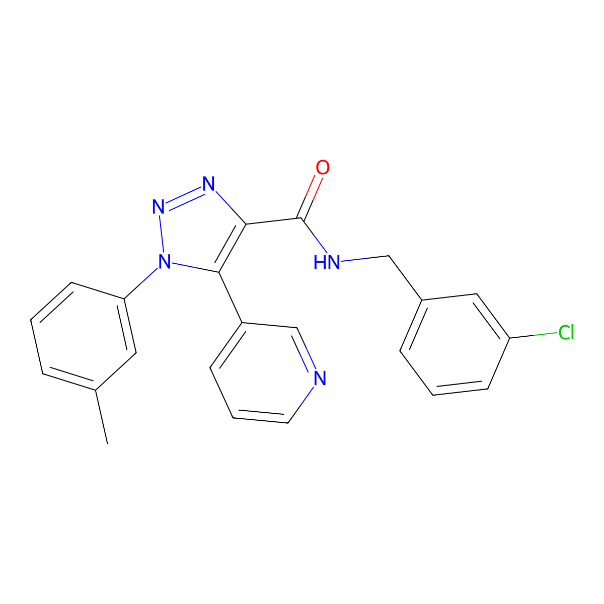 N-(3-chlorobenzyl)-5-(pyridin-3-yl)-1-(m-tolyl)-1H-1,2,3-triazole-4-carboxamide molecular structure, CAS 1251698-22-2