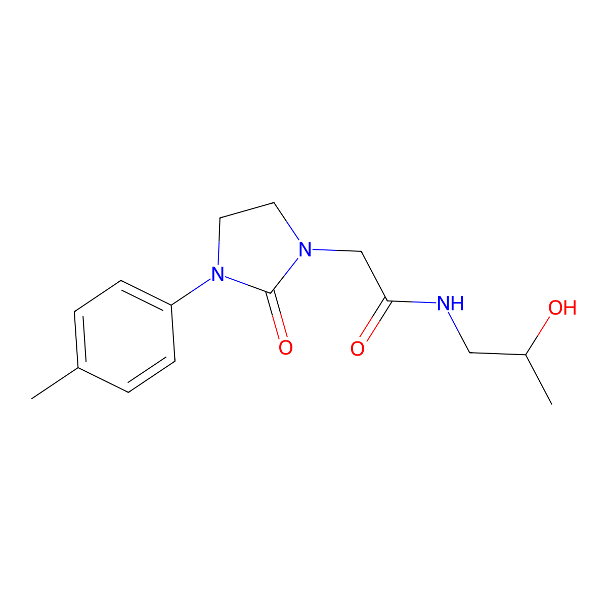 N-(2-hydroxypropyl)-2-(2-oxo-3-(p-tolyl)imidazolidin-1-yl)acetamide molecular structure, CAS 1251698-23-3