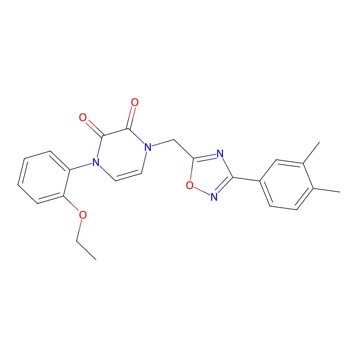 1-((3-(3,4-dimethylphenyl)-1,2,4-oxadiazol-5-yl)methyl)-4-(2-ethoxyphenyl)pyrazine-2,3(1H,4H)-dione molecular structure, CAS 1251698-25-5