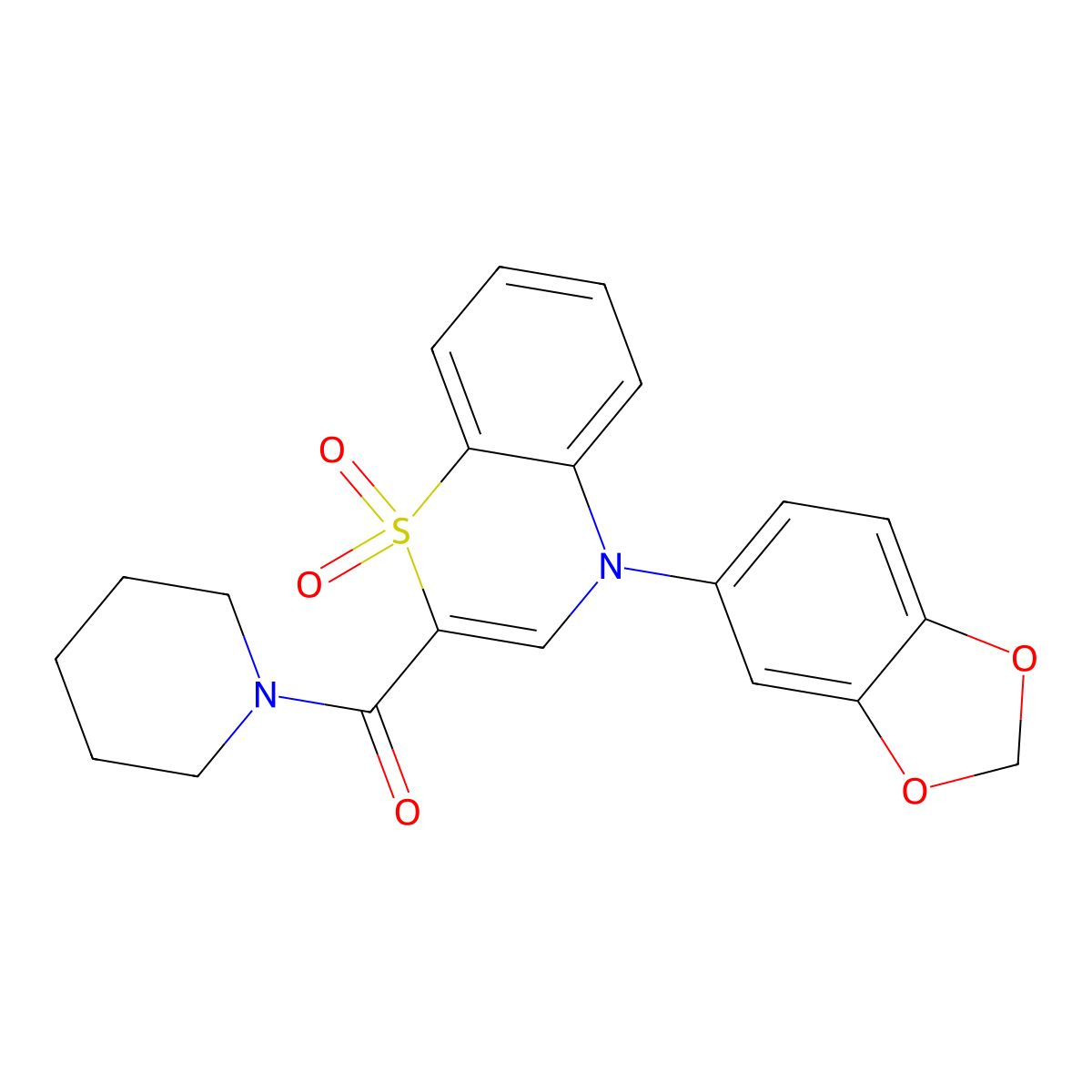 4-(2H-1,3-benzodioxol-5-yl)-2-(piperidine-1-carbonyl)-4H-1lambda6,4-benzothiazine-1,1-dione molecular structure, CAS 1251698-28-8