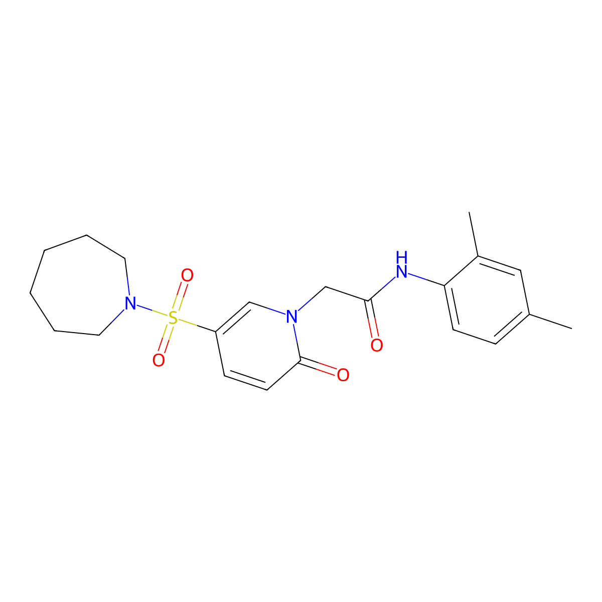 2-(5-(azepan-1-ylsulfonyl)-2-oxopyridin-1(2H)-yl)-N-(2,4-dimethylphenyl)acetamide molecular structure, CAS 1251698-35-7