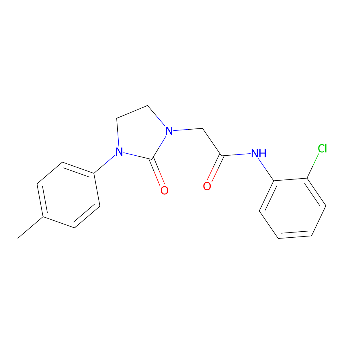 N-(2-chlorophenyl)-2-(2-oxo-3-(p-tolyl)imidazolidin-1-yl)acetamide molecular structure, CAS 1251698-37-9