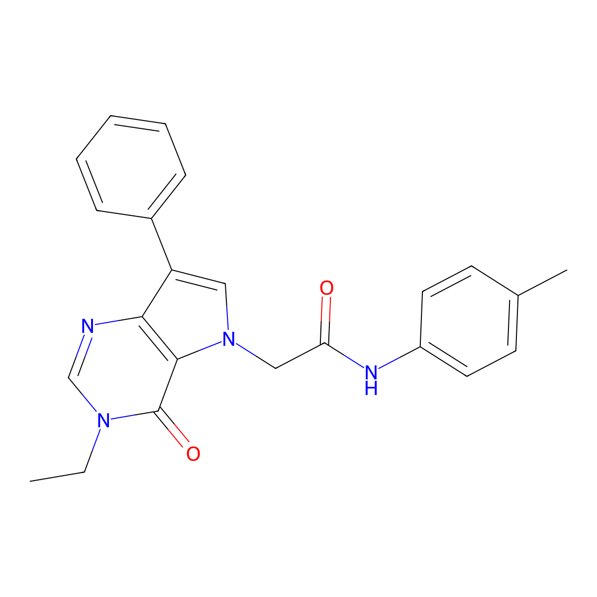 2-(3-ethyl-4-oxo-7-phenyl-3,4-dihydro-5H-pyrrolo[3,2-d]pyrimidin-5-yl)-N-(4-methylphenyl)acetamide molecular structure, CAS 1251698-40-4