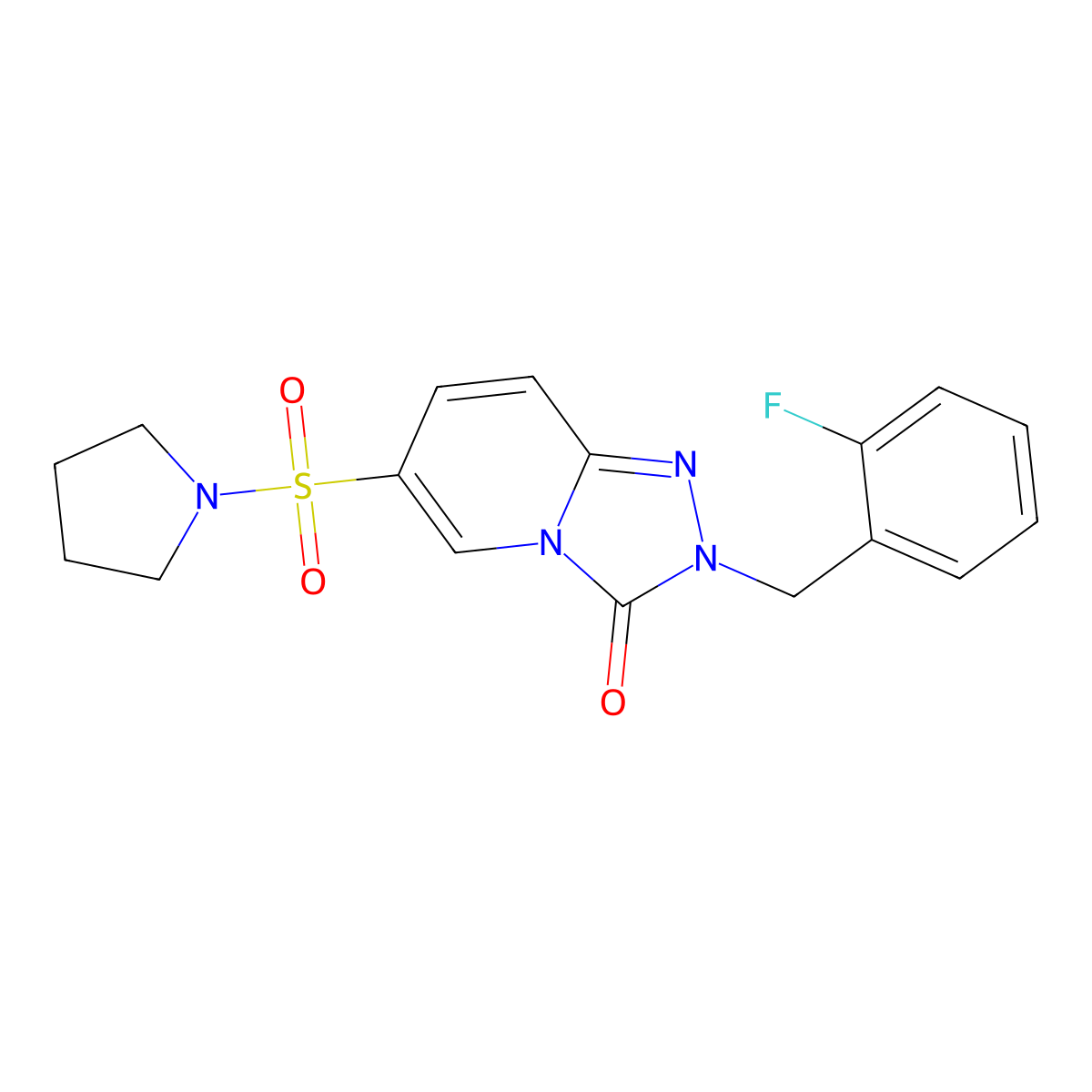 2-(2-fluorobenzyl)-6-(pyrrolidin-1-ylsulfonyl)[1,2,4]triazolo[4,3-a]pyridin-3(2H)-one molecular structure, CAS 1251698-43-7