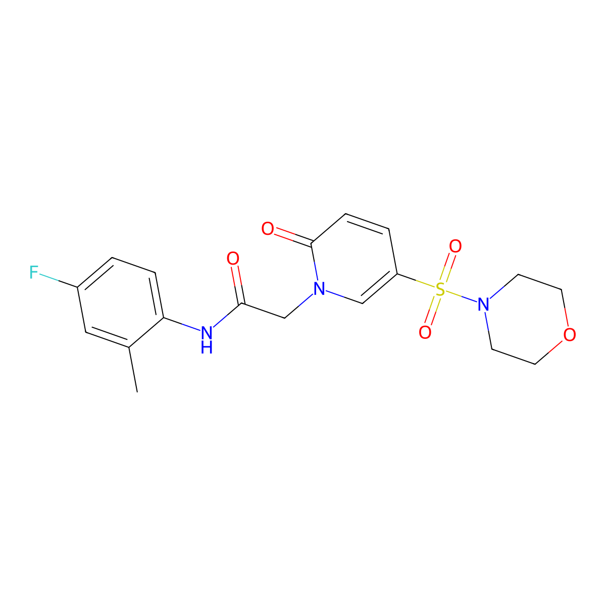 N-(4-fluoro-2-methylphenyl)-2-[5-(morpholin-4-ylsulfonyl)-2-oxopyridin-1(2H)-yl]acetamide molecular structure, CAS 1251698-44-8