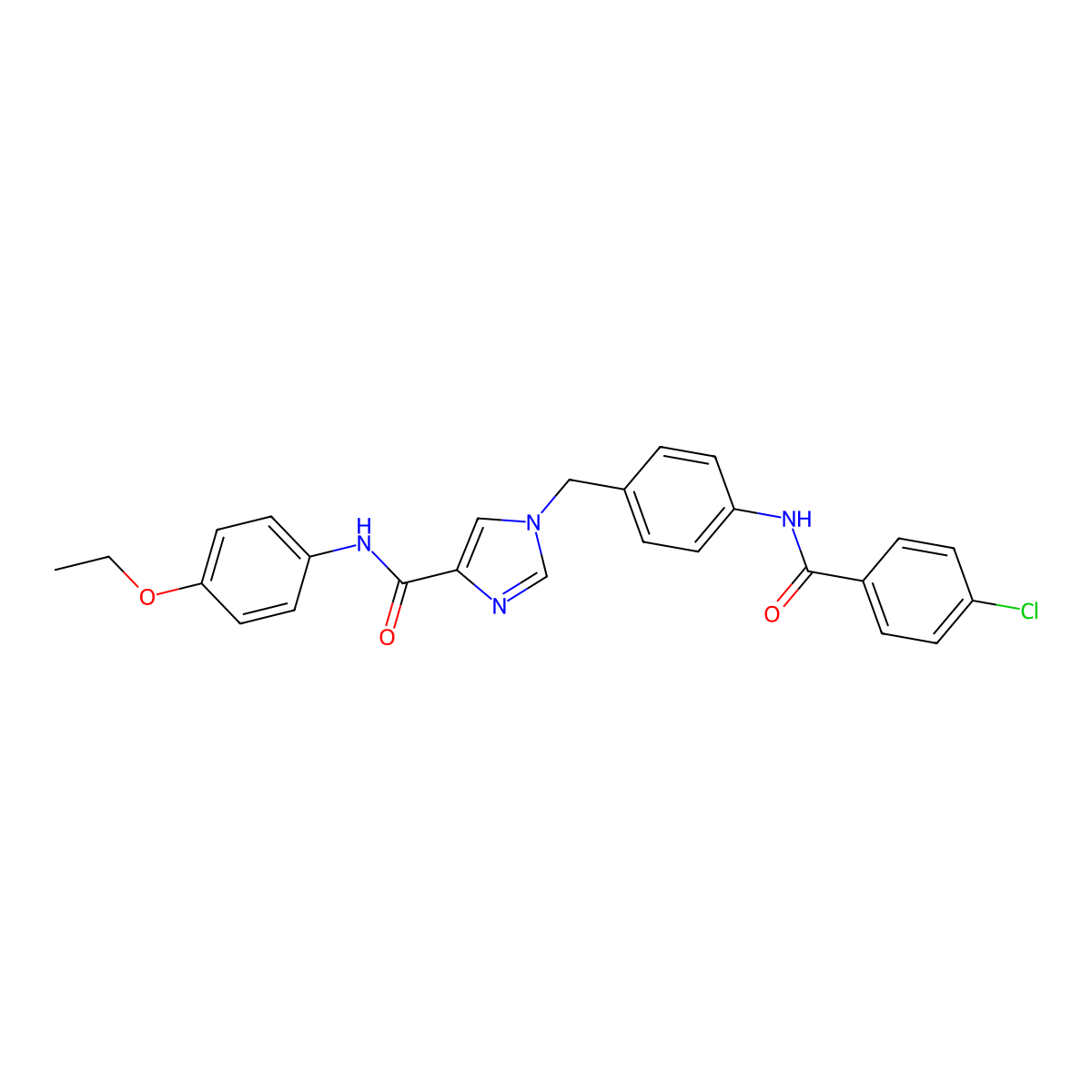 1-(4-(4-chlorobenzamido)benzyl)-N-(4-ethoxyphenyl)-1H-imidazole-4-carboxamide molecular structure, CAS 1251698-48-2