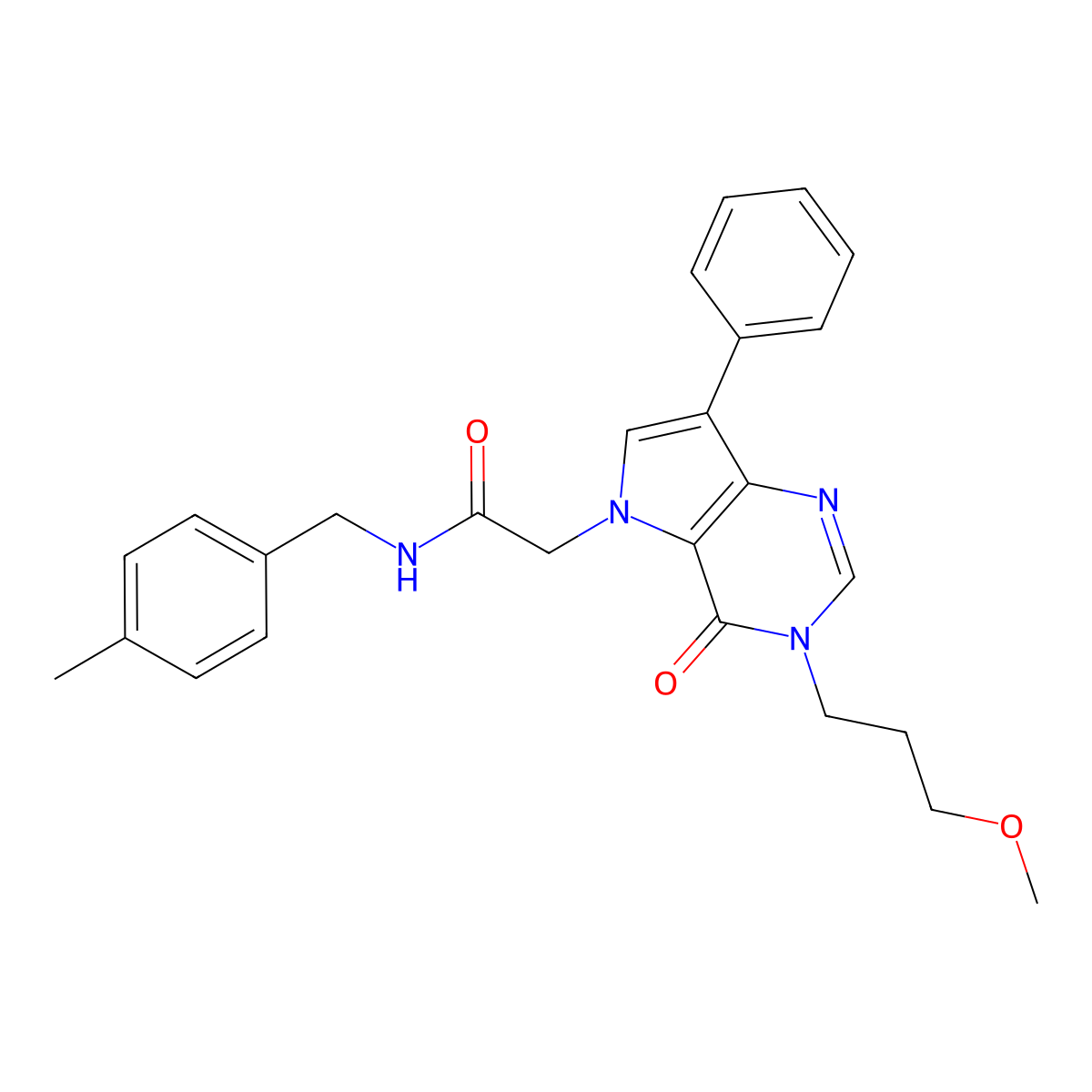 2-[3-(3-methoxypropyl)-4-oxo-7-phenyl-3,4-dihydro-5H-pyrrolo[3,2-d]pyrimidin-5-yl]-N-(4-methylbenzyl)acetamide molecular structure, CAS 1251698-53-9