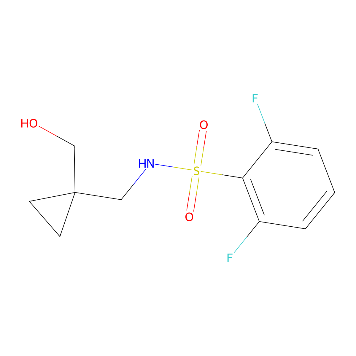 2,6-difluoro-N-((1-(hydroxymethyl)cyclopropyl)methyl)benzenesulfonamide molecular structure, CAS 1251698-59-5