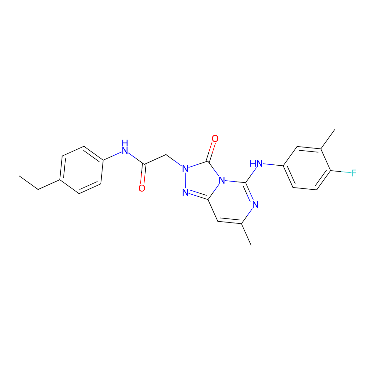 N-(4-ethylphenyl)-2-{5-[(4-fluoro-3-methylphenyl)amino]-7-methyl-3-oxo-2H,3H-[1,2,4]triazolo[4,3-c]pyrimidin-2-yl}acetamide molecular structure, CAS 1251698-62-0