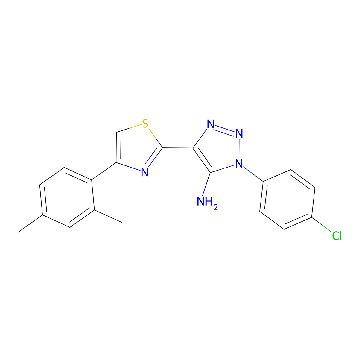 1-(4-chlorophenyl)-4-[4-(2,4-dimethylphenyl)-1,3-thiazol-2-yl]-1H-1,2,3-triazol-5-amine molecular structure, CAS 1251698-67-5