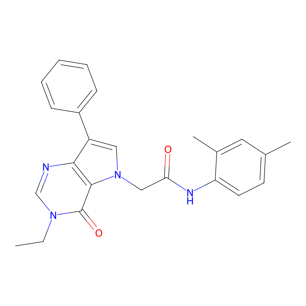N-(2,4-dimethylphenyl)-2-(3-ethyl-4-oxo-7-phenyl-3,4-dihydro-5H-pyrrolo[3,2-d]pyrimidin-5-yl)acetamide molecular structure, CAS 1251698-70-0