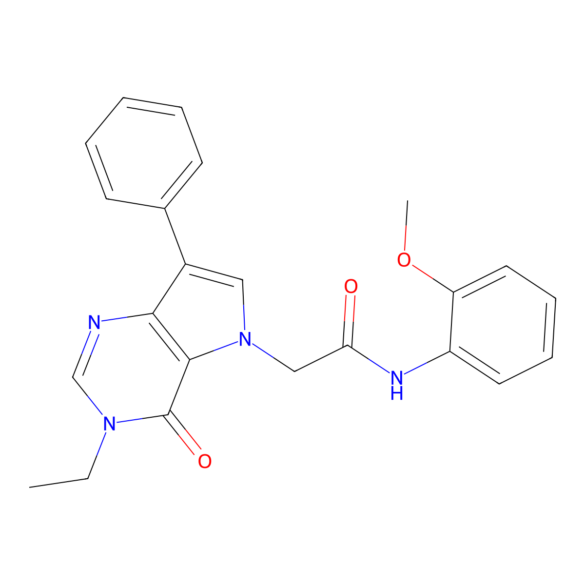 2-(3-ethyl-4-oxo-7-phenyl-3,4-dihydro-5H-pyrrolo[3,2-d]pyrimidin-5-yl)-N-(2-methoxyphenyl)acetamide molecular structure, CAS 1251698-76-6