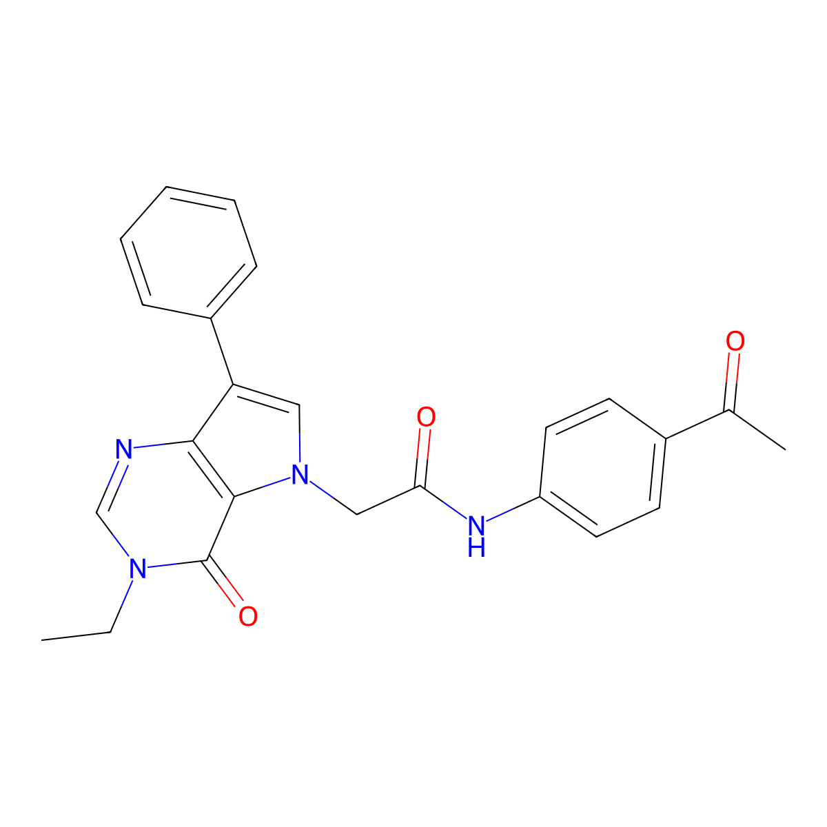 N-(4-acetylphenyl)-2-(3-ethyl-4-oxo-7-phenyl-3,4-dihydro-5H-pyrrolo[3,2-d]pyrimidin-5-yl)acetamide molecular structure, CAS 1251698-80-2