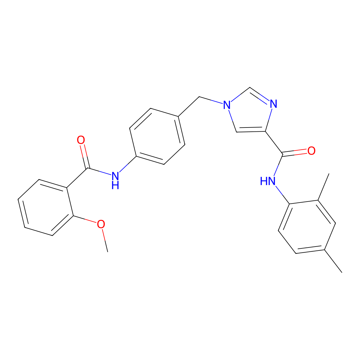 N-(2,4-dimethylphenyl)-1-(4-(2-methoxybenzamido)benzyl)-1H-imidazole-4-carboxamide molecular structure, CAS 1251698-83-5