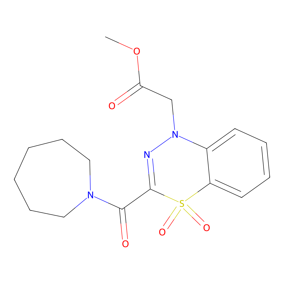 Methyl [3-(1-azepanylcarbonyl)-4,4-dioxido-1H-4,1,2-benzothiadiazin-1-YL]acetate molecular structure, CAS 1251698-86-8
