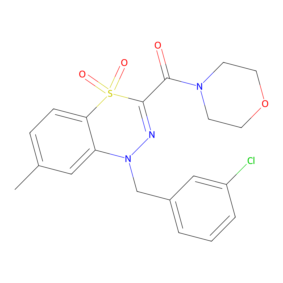 1-[(3-chlorophenyl)methyl]-7-methyl-3-(morpholine-4-carbonyl)-1H-4lambda6,1,2-benzothiadiazine-4,4-dione molecular structure, CAS 1251698-89-1