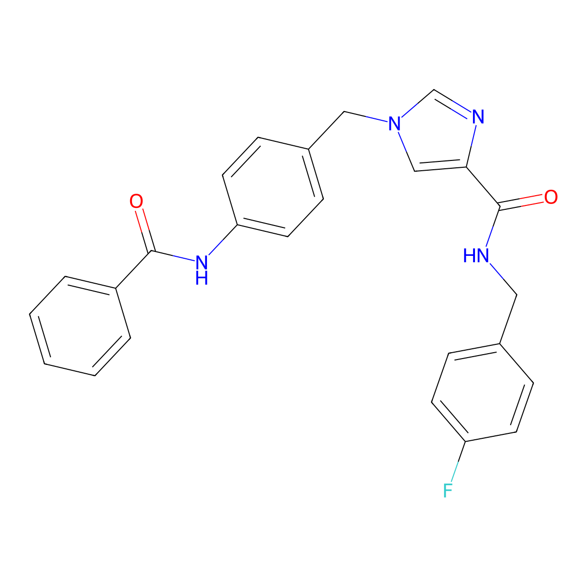 1-(4-benzamidobenzyl)-N-(4-fluorobenzyl)-1H-imidazole-4-carboxamide molecular structure, CAS 1251698-90-4