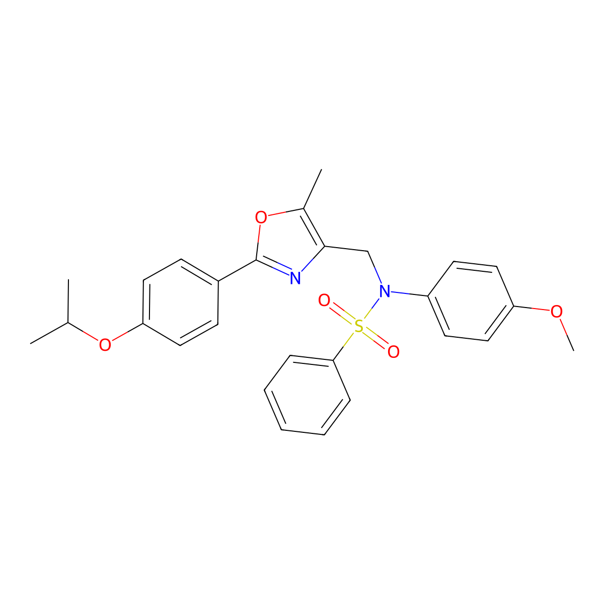 N-(4-methoxyphenyl)-N-({5-methyl-2-[4-(propan-2-yloxy)phenyl]-1,3-oxazol-4-yl}methyl)benzenesulfonamide molecular structure, CAS 1251698-91-5