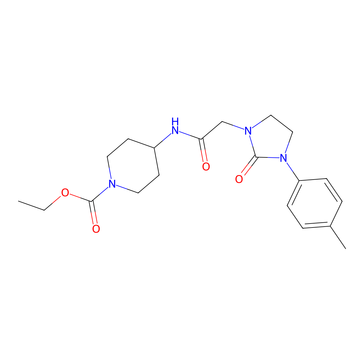Ethyl 4-(2-(2-oxo-3-(p-tolyl)imidazolidin-1-yl)acetamido)piperidine-1-carboxylate molecular structure, CAS 1251698-93-7