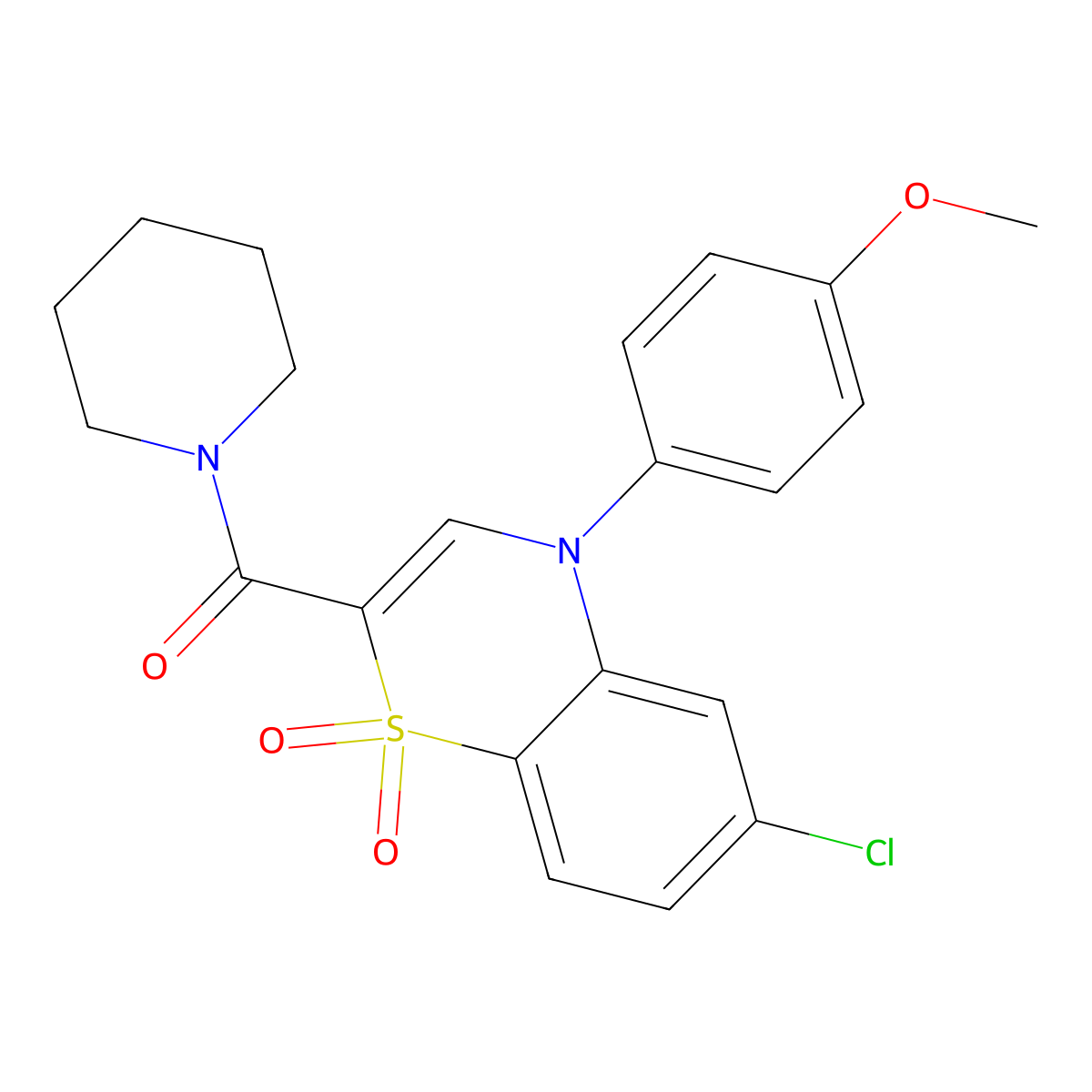 6-chloro-4-(4-methoxyphenyl)-2-(piperidine-1-carbonyl)-4H-1lambda6,4-benzothiazine-1,1-dione molecular structure, CAS 1251698-95-9