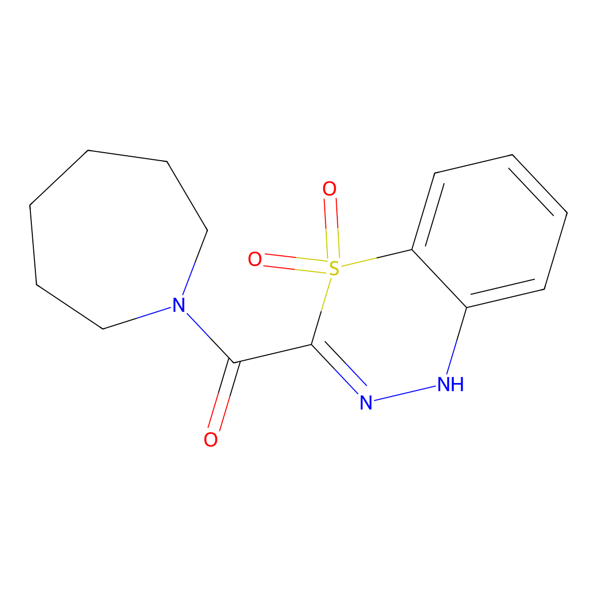 3-(azepan-1-ylcarbonyl)-1H-4,1,2-benzothiadiazine 4,4-dioxide molecular structure, CAS 1251698-96-0