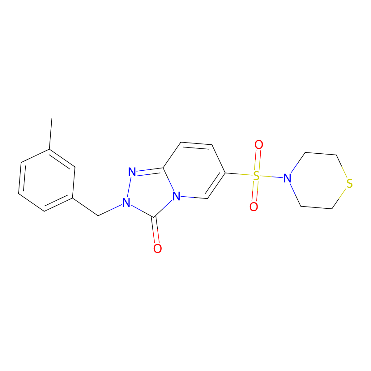 2-(3-methylbenzyl)-6-(thiomorpholinosulfonyl)-[1,2,4]triazolo[4,3-a]pyridin-3(2H)-one molecular structure, CAS 1251698-99-3