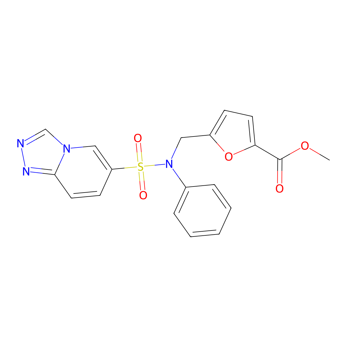 methyl 5-({N-phenyl[1,2,4]triazolo[4,3-a]pyridine-6-sulfonamido}methyl)furan-2-carboxylate molecular structure, CAS 1251699-01-0