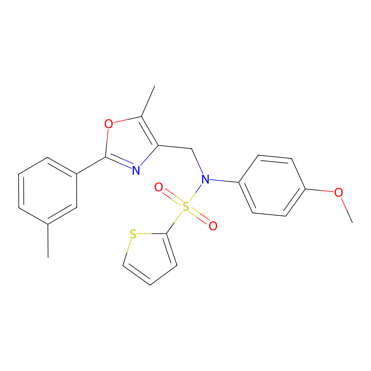 N-(4-methoxyphenyl)-N-{[5-methyl-2-(3-methylphenyl)-1,3-oxazol-4-yl]methyl}thiophene-2-sulfonamide molecular structure, CAS 1251699-05-4