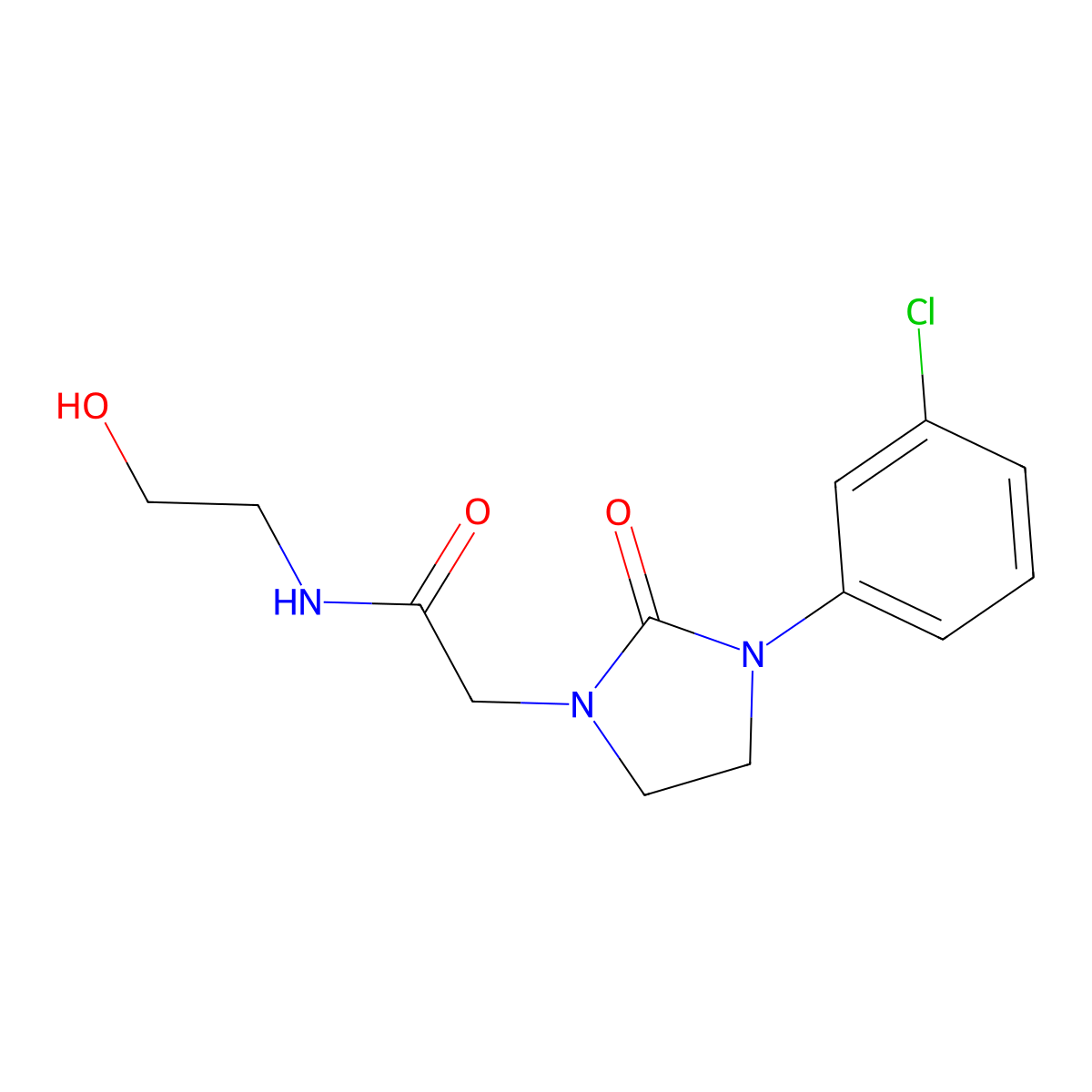 2-(3-(3-chlorophenyl)-2-oxoimidazolidin-1-yl)-N-(2-hydroxyethyl)acetamide molecular structure, CAS 1251699-20-3