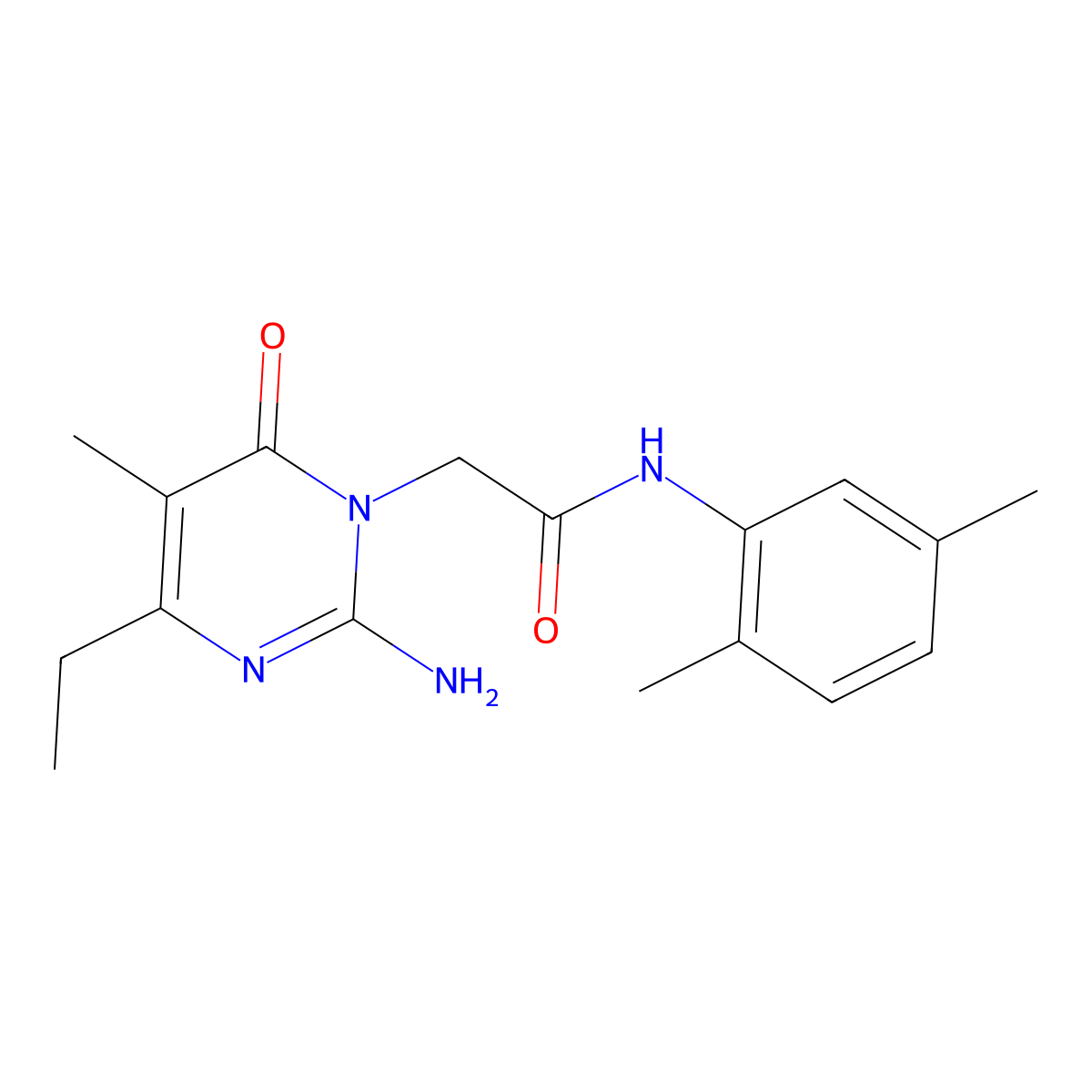 2-(2-amino-4-ethyl-5-methyl-6-oxopyrimidin-1(6H)-yl)-N-(2,5-dimethylphenyl)acetamide molecular structure, CAS 1251699-43-0