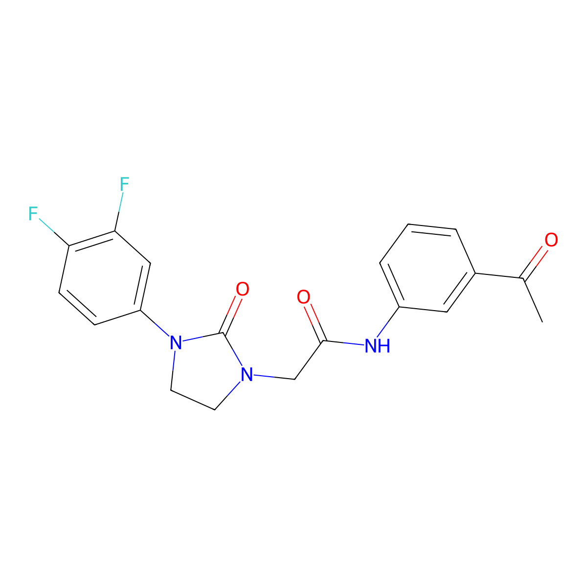 N-(3-acetylphenyl)-2-[3-(3,4-difluorophenyl)-2-oxoimidazolidin-1-yl]acetamide molecular structure, CAS 1251699-44-1