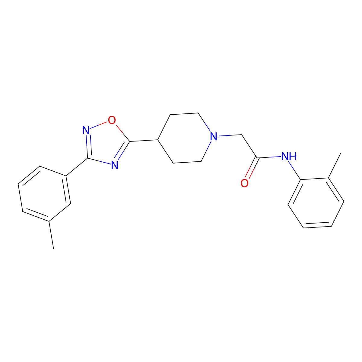 N-(2-methylphenyl)-2-{4-[3-(3-methylphenyl)-1,2,4-oxadiazol-5-yl]piperidin-1-yl}acetamide molecular structure, CAS 1251699-52-1