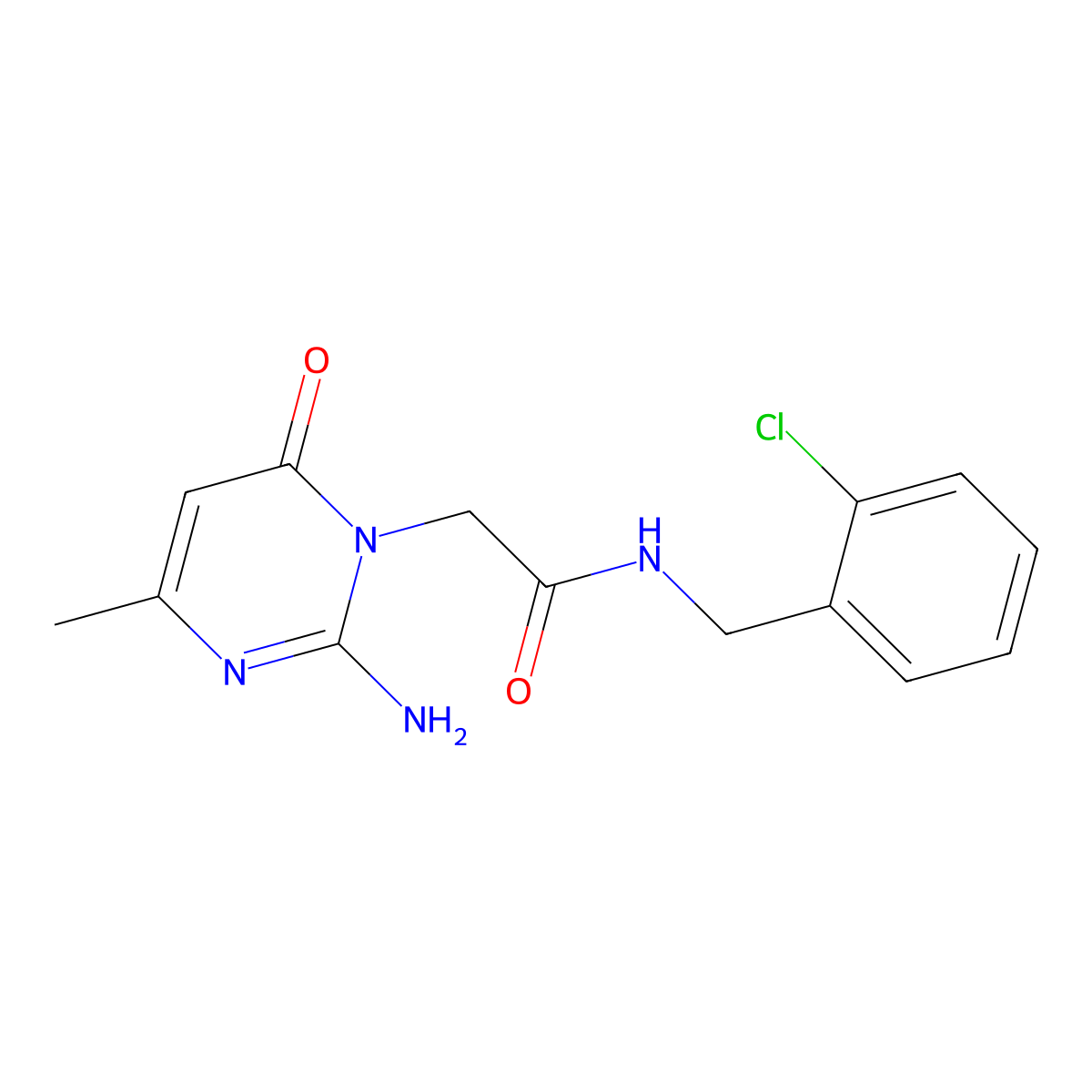 2-(2-amino-4-methyl-6-oxopyrimidin-1(6H)-yl)-N-(2-chlorobenzyl)acetamide molecular structure, CAS 1251699-53-2