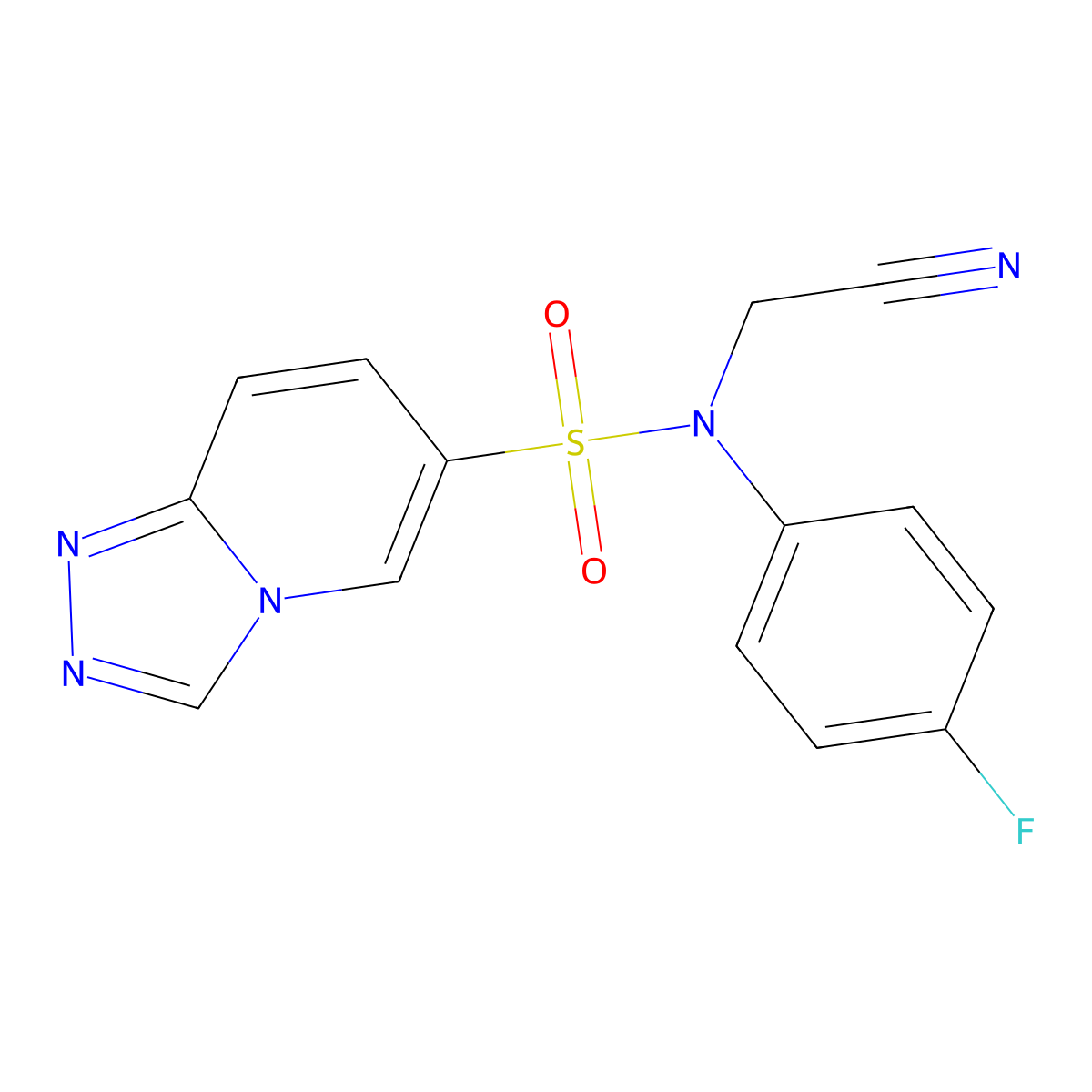 N-(cyanomethyl)-N-(4-fluorophenyl)-[1,2,4]triazolo[4,3-a]pyridine-6-sulfonamide molecular structure, CAS 1251699-55-4